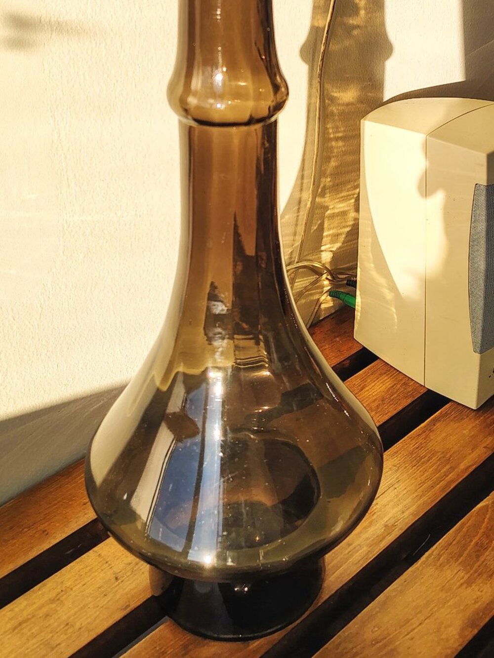 Vintage 18" Tall, Asymmetrical BLENKO Ginger Color Genie Bottle, Paneled C. 2003